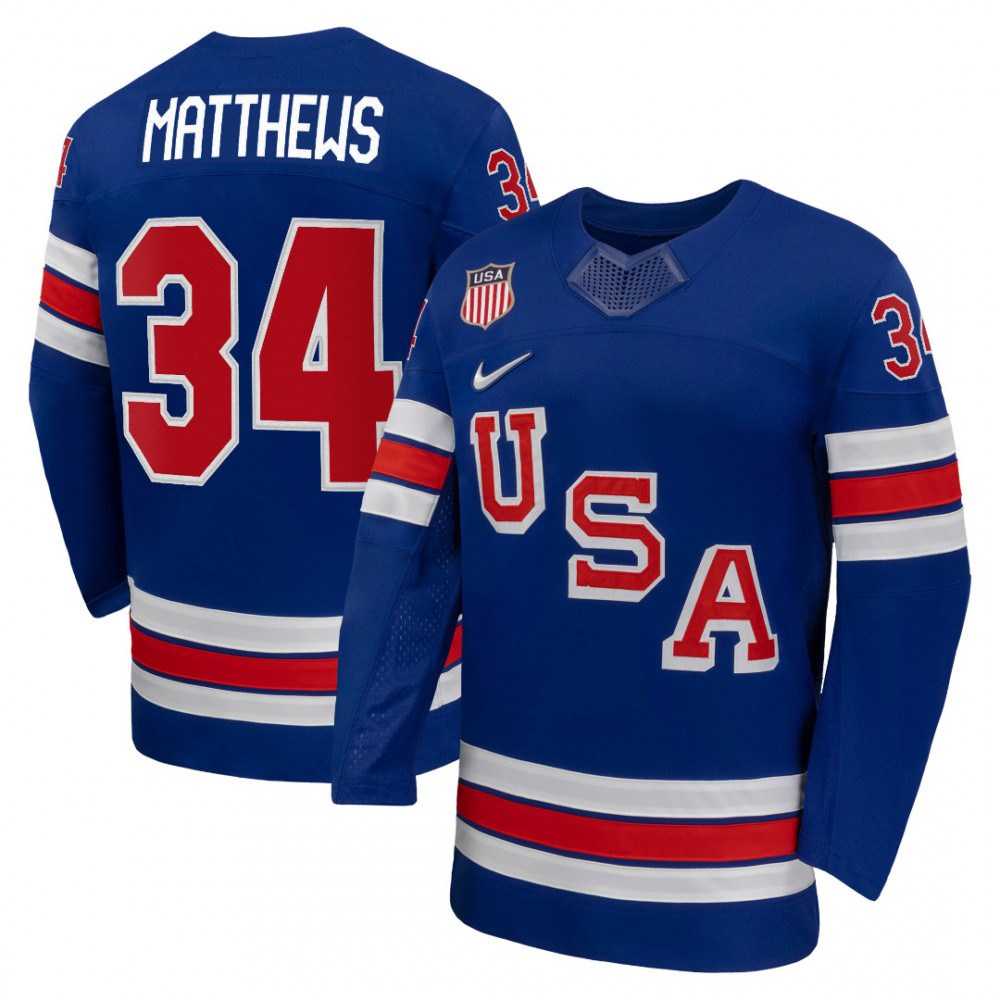 Auston Matthews USA Hockey Olympic 2026 Royal Home Replica Jersey-Pro Kit Vault | Brand New 26/27 Sports Jerseys